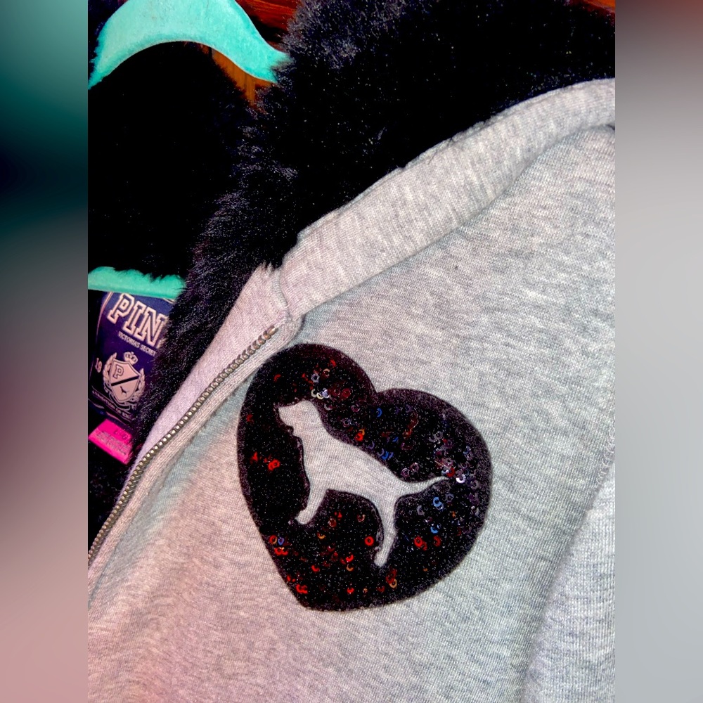 Classic PINK Fur Lined Bling Hoodie